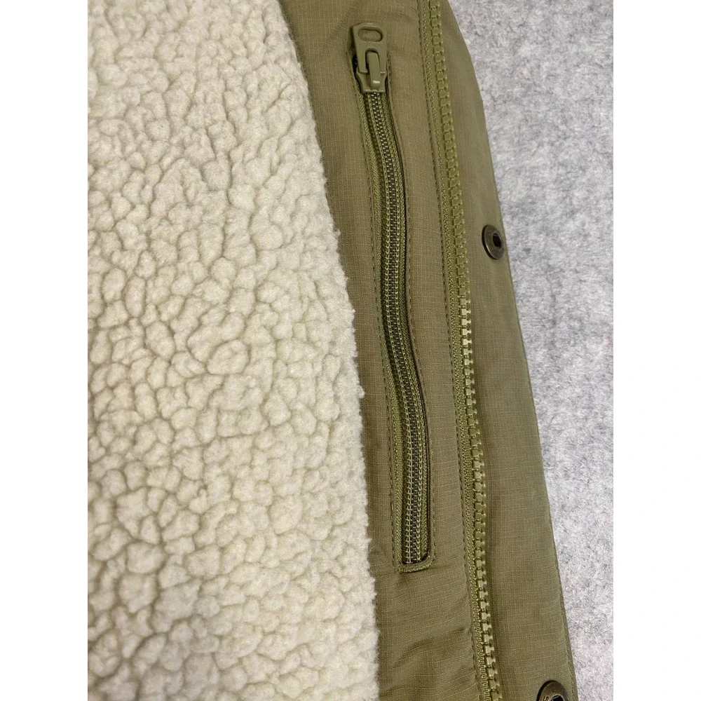 Burton Durable Goods Mens Small Frontier Hooded Parka Olive Sherpa Lined Ripstop